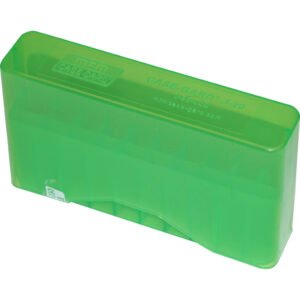 MTM Slip Top Rifle Ammo Box 300 Win Mag 7mm Mag Clear/Green 20 rd.