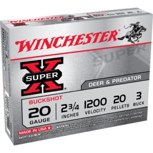Winchester Super-X Buffered Shot 20 ga. 2.75 in 20 Pellets 3 Buck Shot 5 rd.