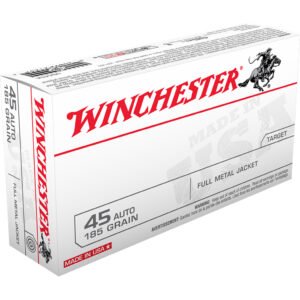 Winchester USA Pistol Ammo 45 ACP 185 gr. FMJ Flat Nose 50 rd.