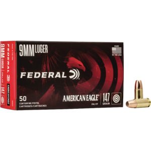 Federal American Eagle Pistol Ammo 9mm Luger 147 gr. FMJ 50 rd.