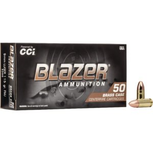 CCI Blazer Brass Pistol Ammo 9mm Luger 115 gr. FMJ Round Nose 50 rd.